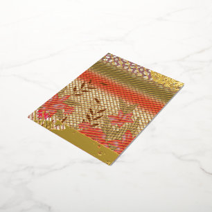 Invitación Postal Con Relieve Metalizado Diseño de tejidos intrincados con motivos florales