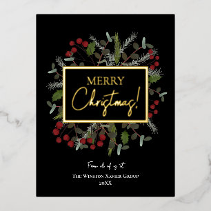 Invitación Postal Con Relieve Metalizado dorado dorado Feliz Navidad nombre de la compañía 