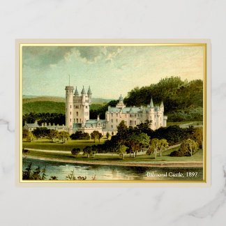 Invitación Postal Con Relieve Metalizado El Castillo de Balmoral 1897 restauró el oro de al