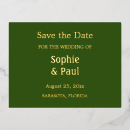 Invitación Postal Con Relieve Metalizado El verde del bosque salva la fecha