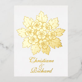 Invitación Postal Con Relieve Metalizado Elegant floral rosette wedding invitation