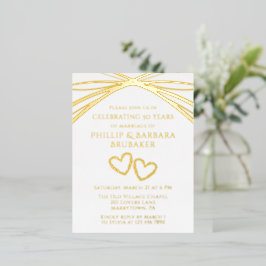 Invitación Postal Con Relieve Metalizado Elegante Arco Dorado 50 Aniversario Fiesta Boda