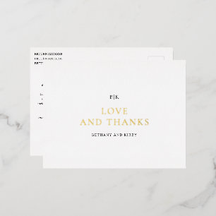Invitación Postal Con Relieve Metalizado Elegante Boda Clásico Blanco y Negro Gracias