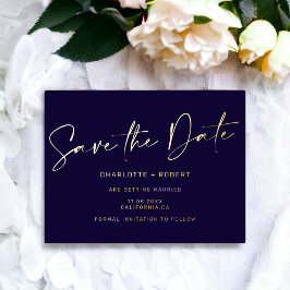 Invitación Postal Con Relieve Metalizado Elegante boda de la marina salva el guión de la fe