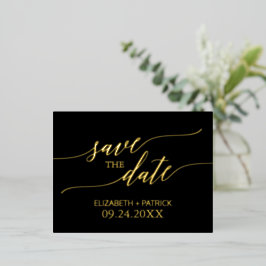 Invitación Postal Con Relieve Metalizado Elegante caligrafía Relieve metalizado dorado Negr