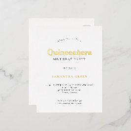 Invitación Postal Con Relieve Metalizado Elegante fiesta de cumpleaños de Quinceañera Glam