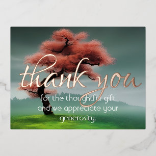 Invitación Postal Con Relieve Metalizado Elegante Floral Gracias