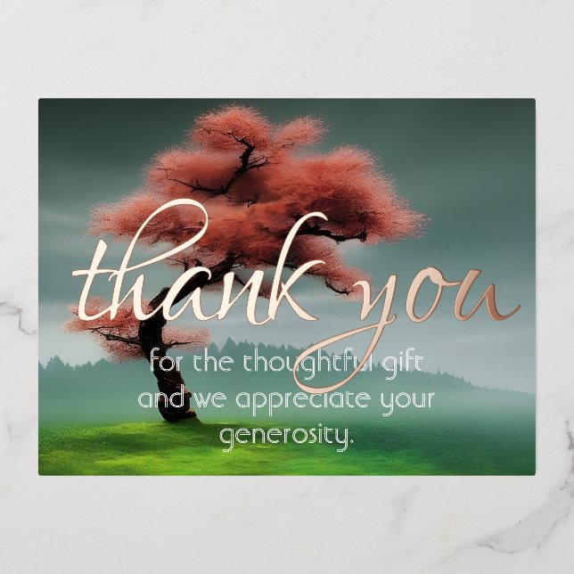 Invitación Postal Con Relieve Metalizado Elegante Floral Gracias (Anverso)