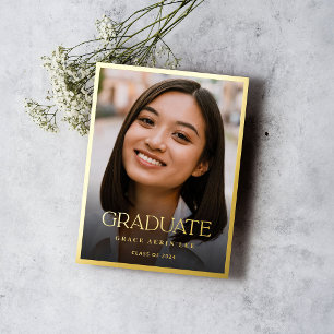 Invitación Postal Con Relieve Metalizado Elegante Graduación Moderna de Fotografía