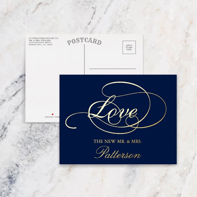 Invitación Postal Con Relieve Metalizado Elegante Guión "Amor" Boda Gracias Real (Subido por el creador)