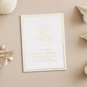 Invitación Postal Con Relieve Metalizado Elegante Relieve metalizado dorado Minimalista Sal