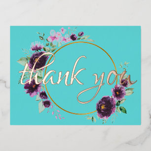 Invitación Postal Con Relieve Metalizado Elegante Relieve metalizado floral gracias Relieve