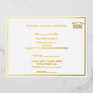 INVITACIÓN POSTAL CON RELIEVE METALIZADO ELEGANTES PERSONALIZABLES BLANCOS MODERNOS VERIFIC