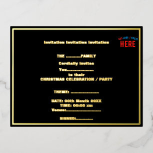 INVITACIÓN POSTAL CON RELIEVE METALIZADO ELEGANTES PERSONALIZABLES NEGROS MODERNOS DE MARCA