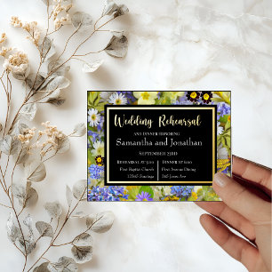 Invitación Postal Con Relieve Metalizado Ensayo Boda de flores silvestres coloridas