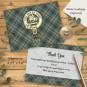 Invitación Postal Con Relieve Metalizado Escudo de armas del Clan Craig sobre tartán