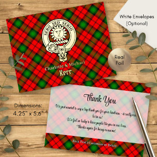 Invitación Postal Con Relieve Metalizado Escudo de armas del Clan Kerr sobre tartán