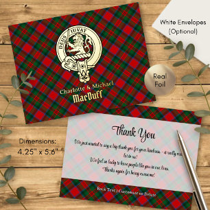 Invitación Postal Con Relieve Metalizado Escudo del Clan MacDuff sobre Tartán
