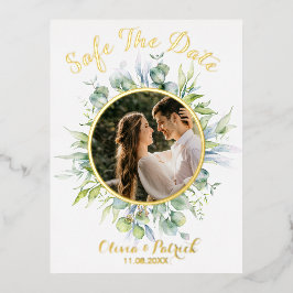 Invitación Postal Con Relieve Metalizado Eucalipto de color verde con Relieve metalizado fo