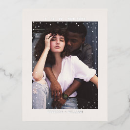 Invitación Postal Con Relieve Metalizado Fechas de guardado de boda de fotos de vacaciones 