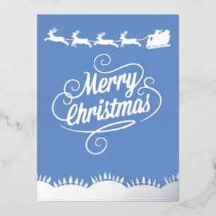 Invitación Postal Con Relieve Metalizado Feliz Navidad Santa