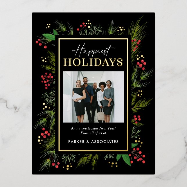 Invitación Postal Con Relieve Metalizado Festividad de RELIEVE METALIZADO de marco de traba (Anverso)