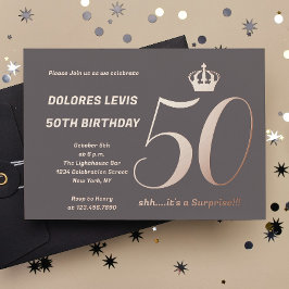Invitación Postal Con Relieve Metalizado Fiesta de cumpleaños de oro de 50 Rosas