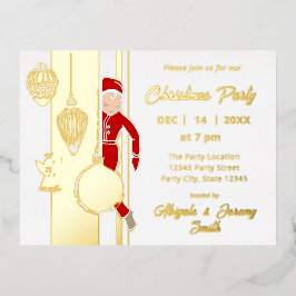 Invitación Postal Con Relieve Metalizado Fiesta de honor de Navidad astuta y caprichosa