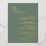 Invitación Postal Con Relieve Metalizado Gabinete de Relieve metalizado de Boda moderno ver<br><div class="desc">Tarjeta de gabinete boda verde oliva / verde sabio y dorado con un diseño sencillo y mínimo, con la primera línea de la cabecera en un guión elegante y la segunda en una fuente sans serif contemporánea. Debajo en la esquina inferior derecha están los detalles en una disposición minimalista. Todo...</div>