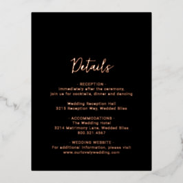 Invitación Postal Con Relieve Metalizado Genevieve Black Photo Modern Boda