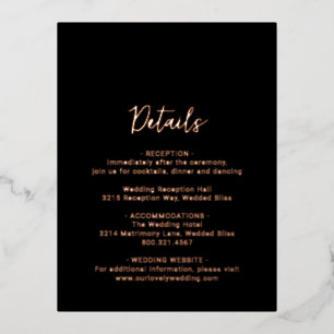 Invitación Postal Con Relieve Metalizado Genevieve Black Photo Modern Boda