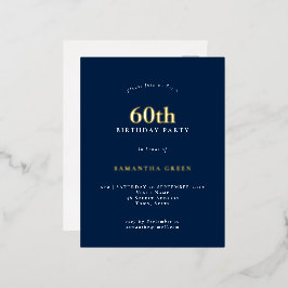 Invitación Postal Con Relieve Metalizado Glam Azul de la Marina del Partido de los Años 60