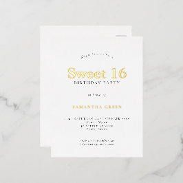 Invitación Postal Con Relieve Metalizado Glam Sweet 16 Partido de Cumpleaños Glam Real