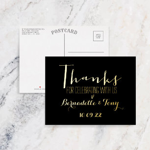 Invitación Postal Con Relieve Metalizado ¡Gracias por Celebrar Con Nosotros! Agradecimiento