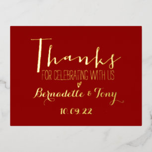 Invitación Postal Con Relieve Metalizado ¡Gracias Por Celebrarnos Con Nosotros! Boda Gracia