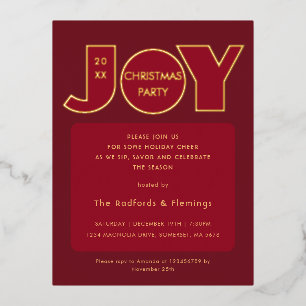 Invitación Postal Con Relieve Metalizado Gran alegría navideña en negrita
