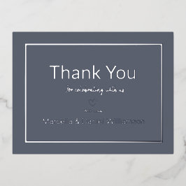 Invitación Postal Con Relieve Metalizado Gray Simple Boda Gracias