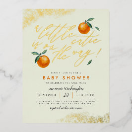 Invitación Postal Con Relieve Metalizado Green de moda Un poco cursi Naranja Baby Shower