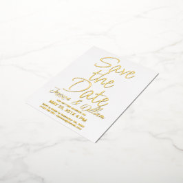 Invitación Postal Con Relieve Metalizado Guardar la fecha Diseño de tipografía de lámina mo