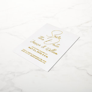 Invitación Postal Con Relieve Metalizado Guardar la fecha Diseño de tipografía moderna
