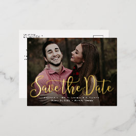 Invitación Postal Con Relieve Metalizado Guión simple guardar la fecha una foto