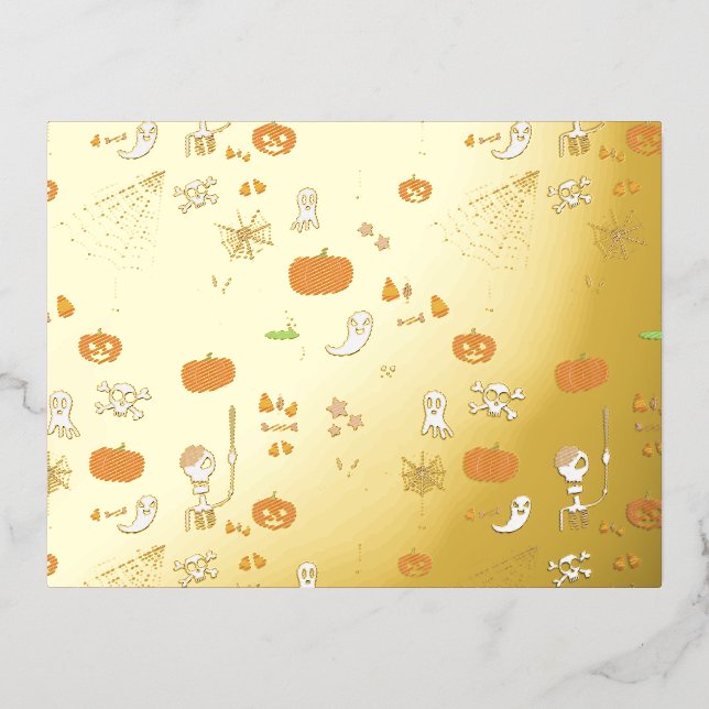 Invitación Postal Con Relieve Metalizado Halloween (Anverso)