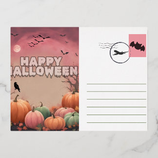 Invitación Postal Con Relieve Metalizado Halloween Initation 001