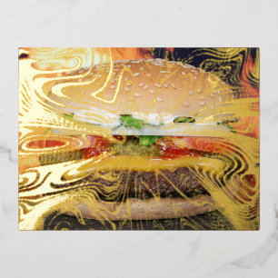 Invitación Postal Con Relieve Metalizado Hamburguesa