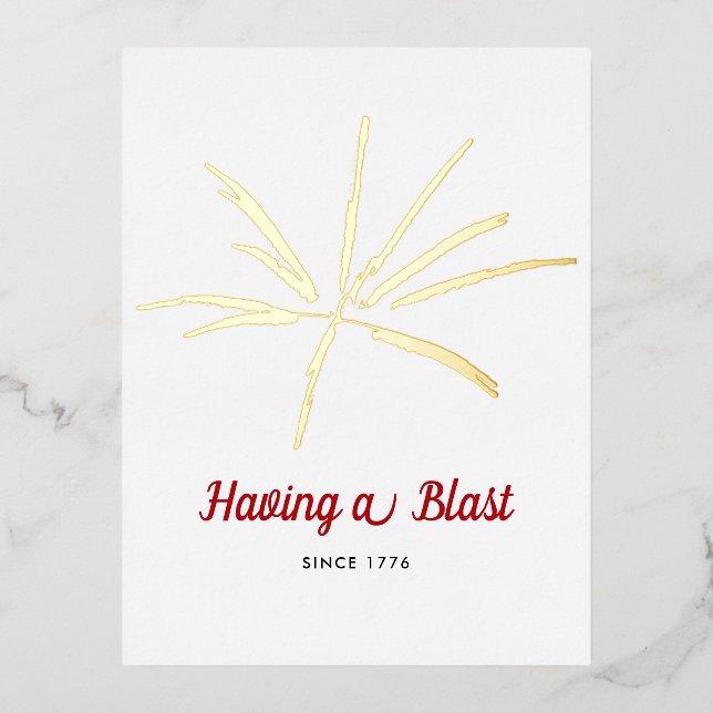 Invitación Postal Con Relieve Metalizado Having a Blast Silver Fireworks July 4th Party (Anverso)