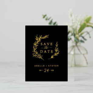 Invitación Postal Con Relieve Metalizado Hoja mínima Relieve metalizado dorado Negro Guar