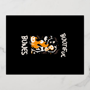 Invitación Postal Con Relieve Metalizado Huesos Bootianos