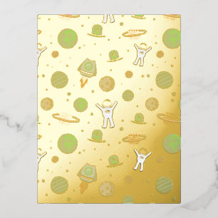 Invitación Postal Con Relieve Metalizado Ilustracion de patrón de espacio