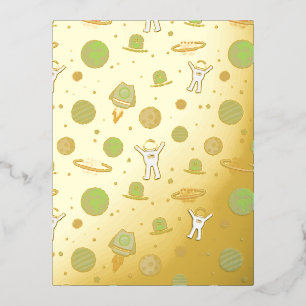 Invitación Postal Con Relieve Metalizado Ilustración de patrón espacial