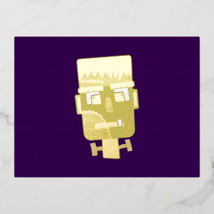 Invitación Postal Con Relieve Metalizado Ilustración del Monstruo de Frankenstein
